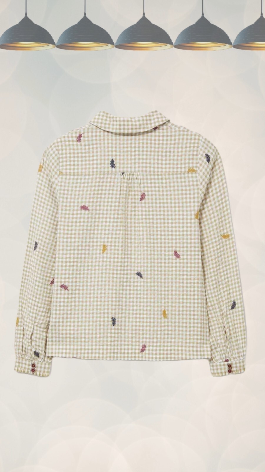 Ex White Stuff Women’s Maddy Embroidered Shirt in Natural Checks (A Bit Defect)
