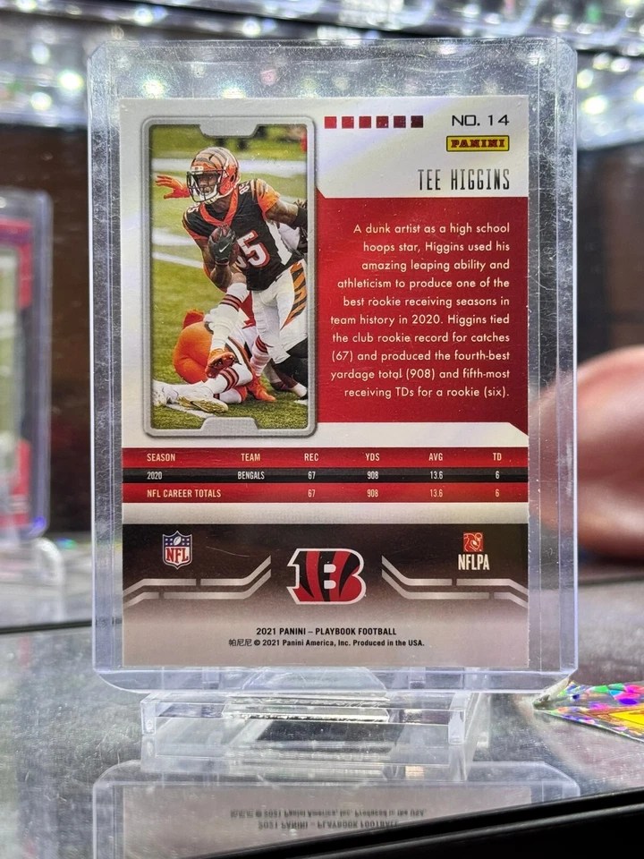 2021 Panini Playbook #14 Tee Higgins Mosaic Parallel SP Cincinnati Bengals - Image 4 of 4