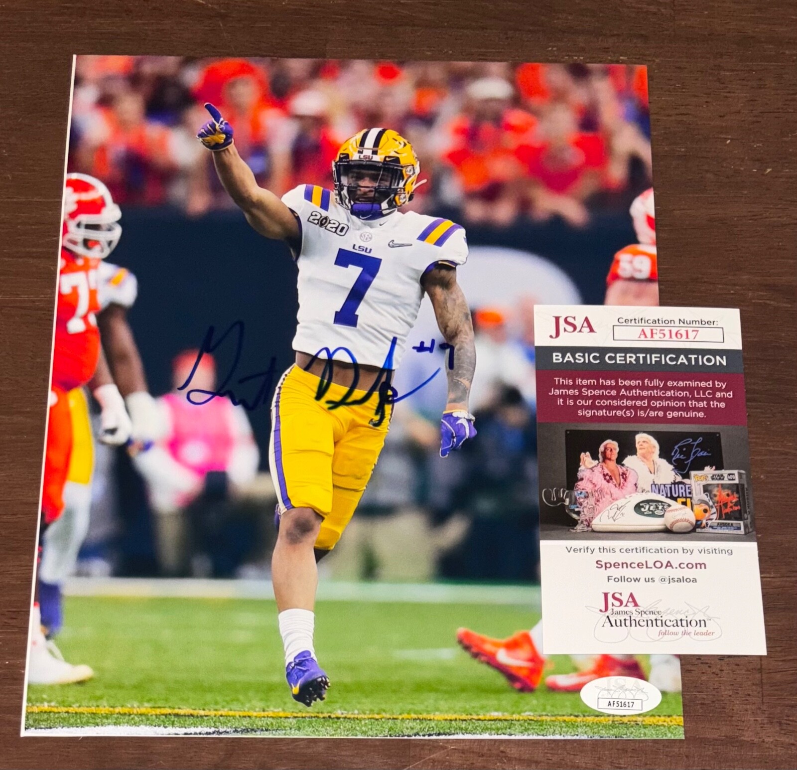 Grant Delpit Autographed Signed LSU Tigers 8x10 Photo JSA N Browns 