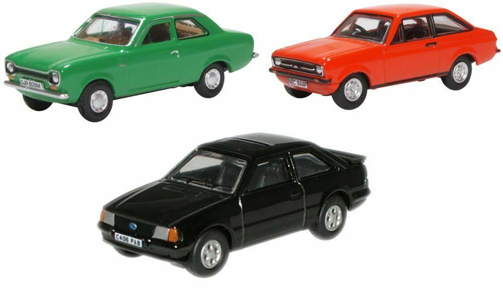 Oxford Diecast 1:76 Scale 3 Piece Escort Set Mk1/Mk2/XR3i Diecast Model- 76SET70