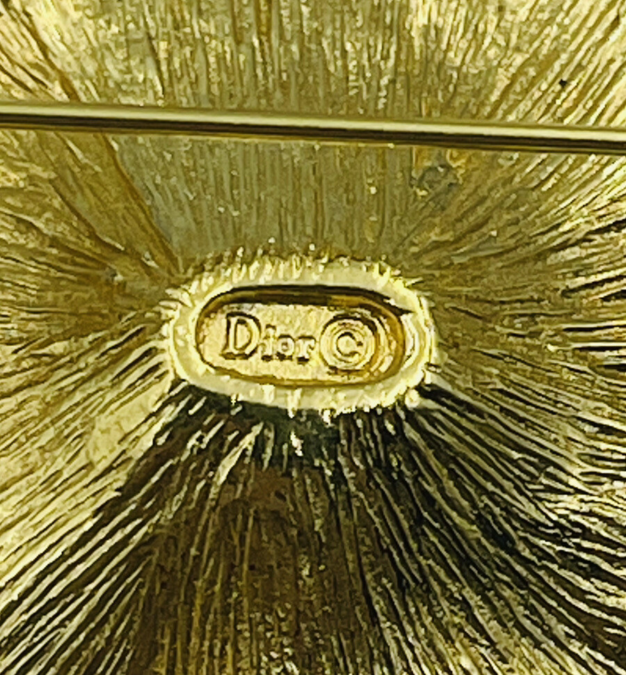 Christian Dior Vintage Gold Plated Clear Crystal Rhin… Gem