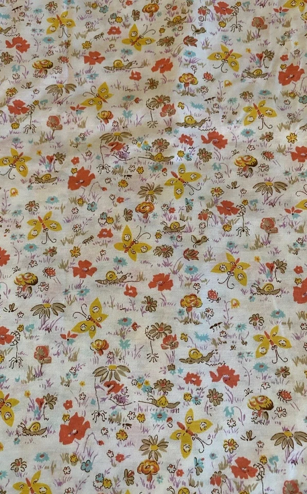 Vintage Tube Knit Fabric Stretch Multicolor Floral Butterfly Snail 49 x 66” - Image 2 of 2