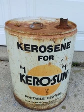 Vintage KERO-SUN Kerosene Metal 5 Gallon Can Man Cave Garage