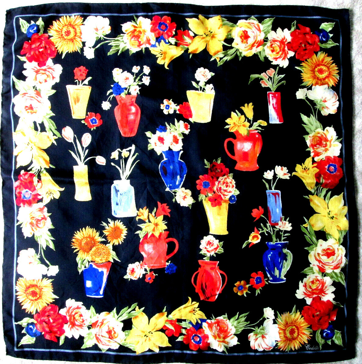 Foulard Codello Soie Vintage 85x86 Cm - Multicolore - Occasion En Bon état