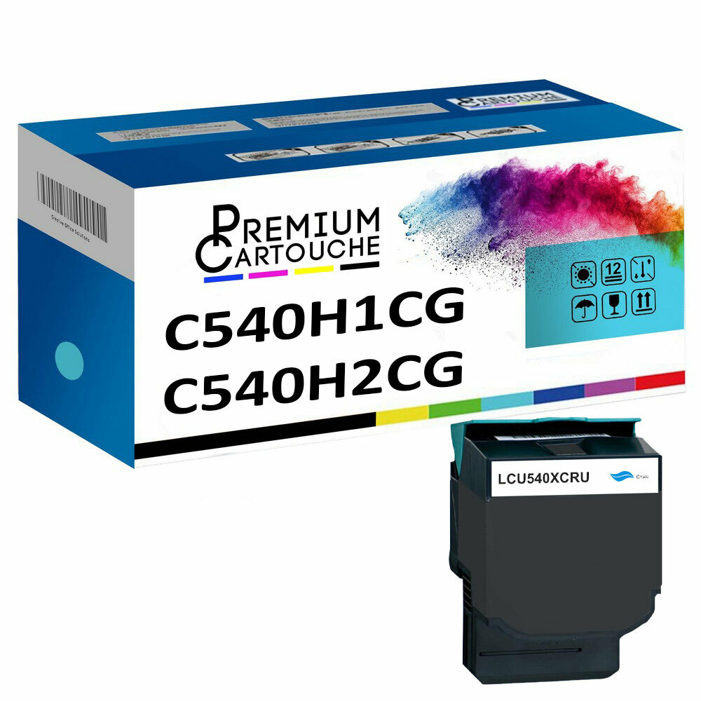 Toner cyan C540H1CG compatible Lexmark pour recharger votre imprimante