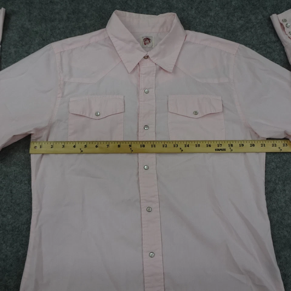 Machine Button Up Shirt Mens Large Western Pearl Snap Pink Cotton Rockabilly - Image 4 of 4