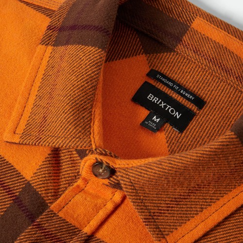 Camisa De Franela BRIxTON Bowery Gr: M Naranja Marrón A Cuadros - Imagen 2 de 6