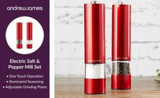 Salt and Pepper Mill Set Large Stainless Steel Electronic in Red