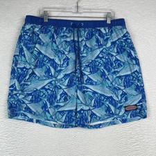 Vineyard Vines Swim Trunks Shorts Lined Blue Fish Pockets Men  s XL