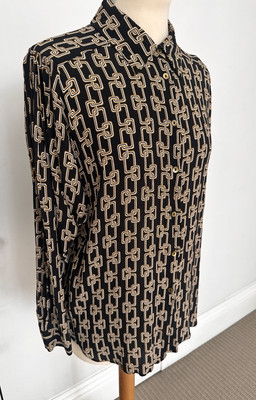 Massimo Dutti Bluse Kettenmuster schwarz Größe UK 12 Größe EUR 42 leicht getragen