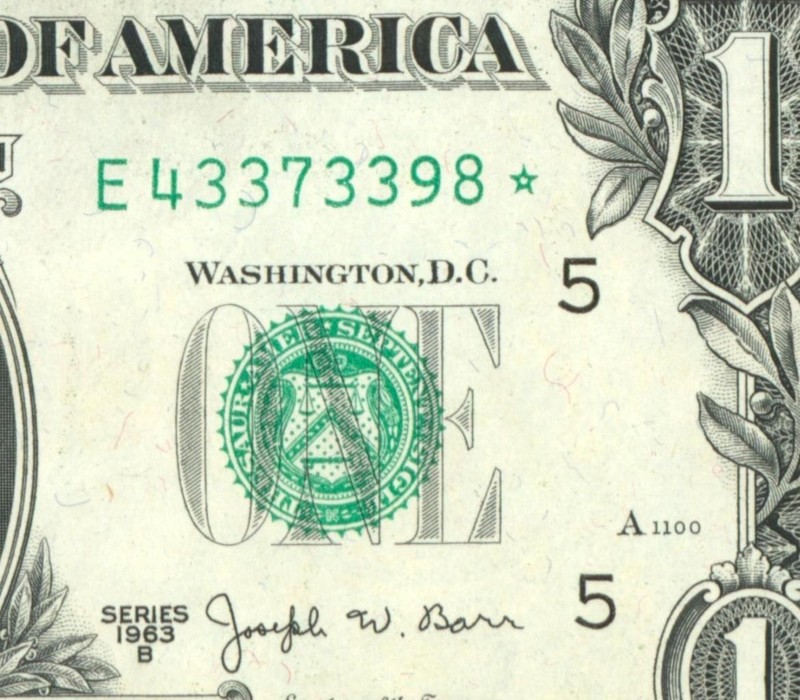 **STAR** $1 1963 (AU) ((JOSEPH BARR )) Federal Reserve ((4th of 4 consecutive))