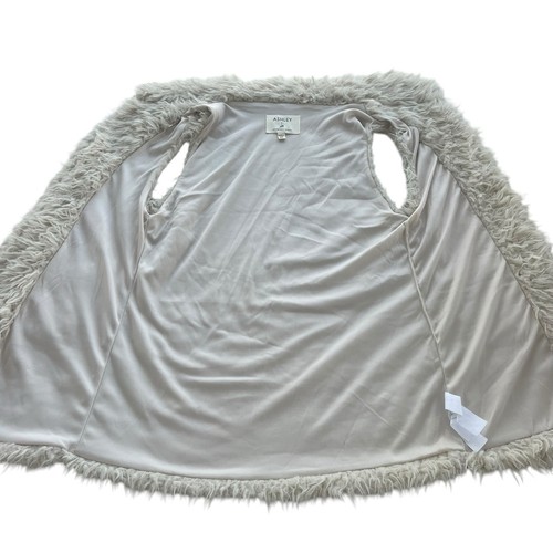 Ashley 26International Women M Cream Faux Fur Fuzzy Hood Open Front Vest VJR0051 - Bild 10 von 16