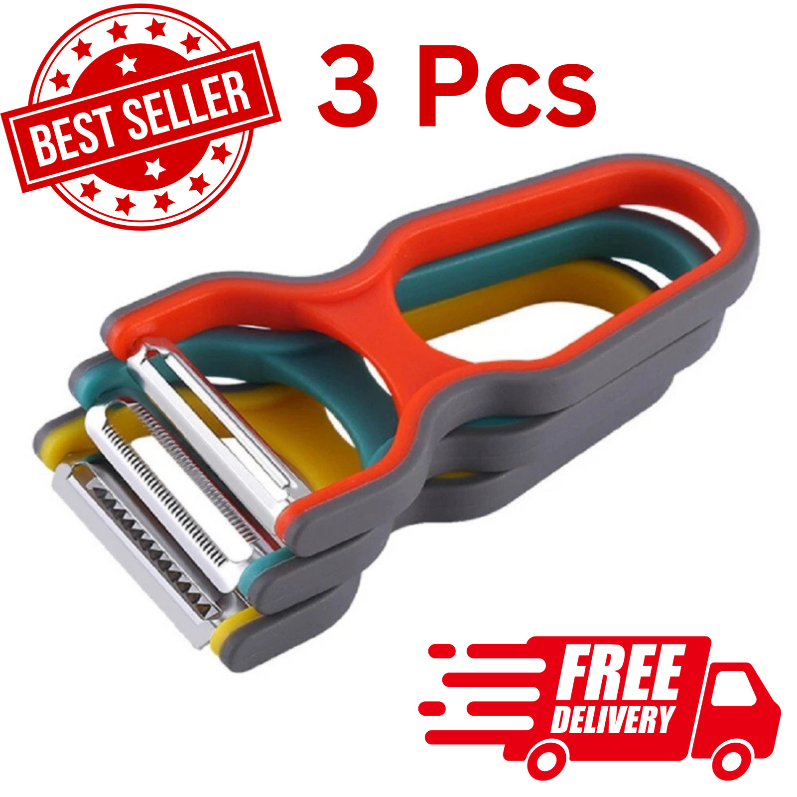 3 Vegetable & Fruit Peeler Set–Stainless Steel Potato Peeler Sharp Swivel Cutter