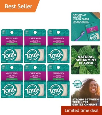 Naturally Waxed Antiplaque Dental Floss - Spearmint Flavor 6-Pak - 32 Yards Each