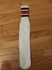 1-Pair Vintage 1970's Men's White Black Red Striped Athletic Tube Socks NOS
