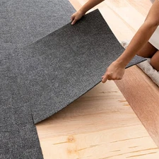 24" x 24" Indoor/Outdoor 0.25" Pile Height, Peel and Stick Carpet Tile, Grey ...