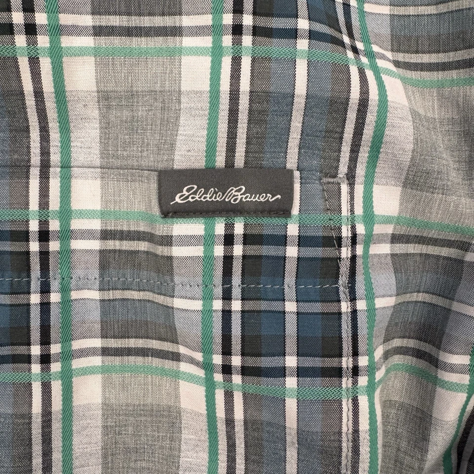 Camisa masculina Eddie Bauer Travex M verde/branco xadrez botão para baixo L/S lote de 2. - Imagem 3 de 4