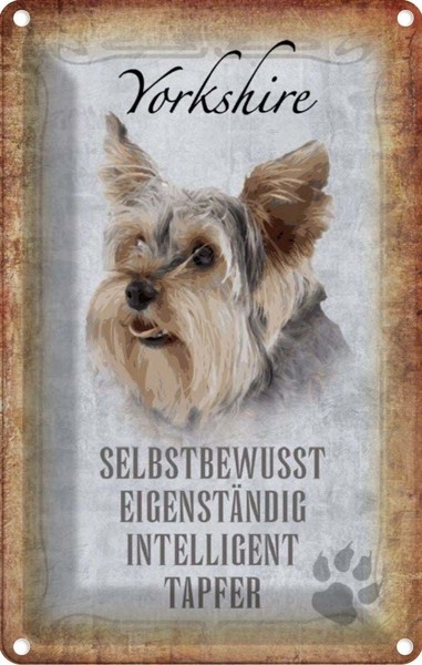 Blechschild 18X12 Cm Yorkshire Hund Tier Haustier Deko Geschenk Metall Schild-image