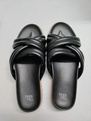Time and Tru Bubble Cross Strap Black and White Sandals Women's Size 8 Nice Cond