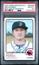 2022 Topps Heritage M/L #ROAMP Milkar Perez Real One Auto PSA 8.5; Modesto Nuts