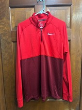 Nike Running Quarter Zip Pullover Mens XL Red Long Sleeve Performance Dri-Fit