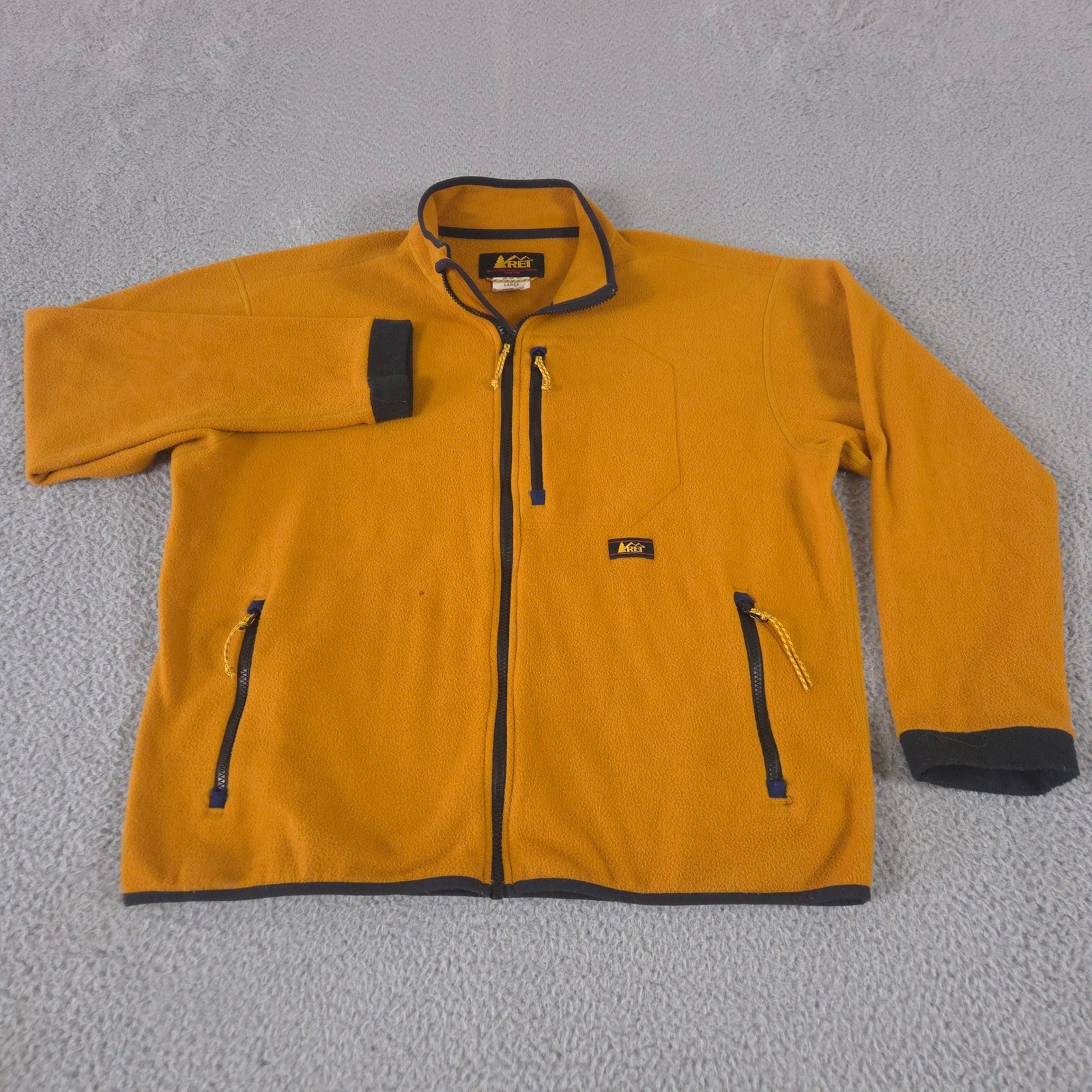 REI Jacket Mens Large Yellow Trailsmith Polartec Fleece Full Zip Retro Heritage