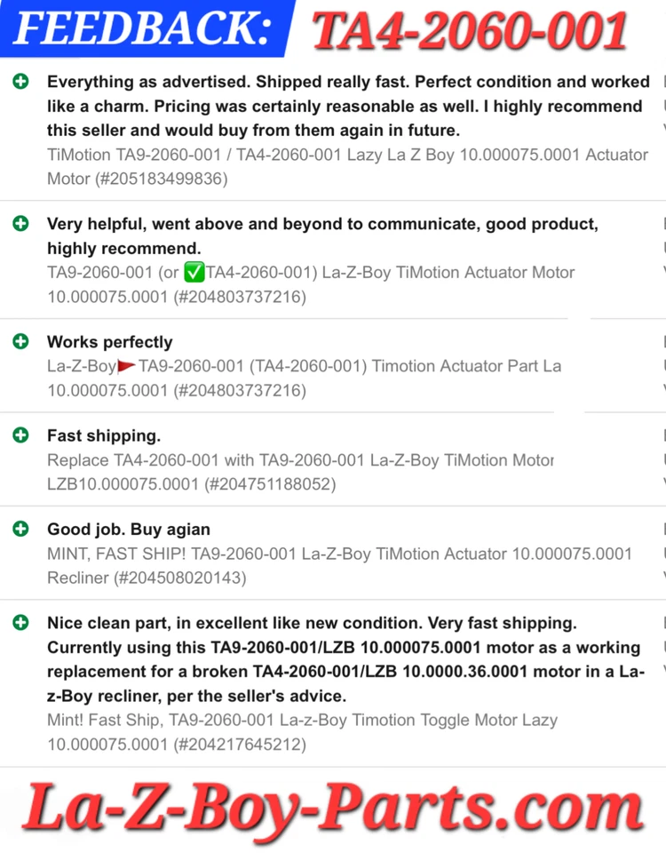 ¡COMO NUEVO! Motor actuador La-Z-Boy 10.000075.0001 TiMotion TA9-2060-001, TA4-2060-001 Foto 2 de 4