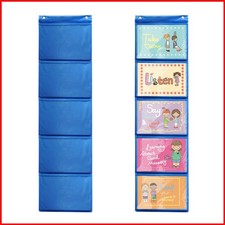 Mewise Pocket Chart 5 Pockets - Classroom Wall File Organizer