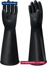 18 Chemical Resistant Gloves Black Safety Work Heavy Duty Rubber Gloves Long