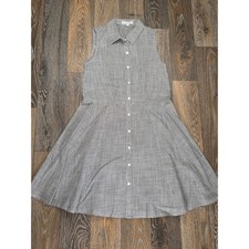 See and Be Seen Womens Small Gingham Sleeveless Shirt Dress Black White Cotton