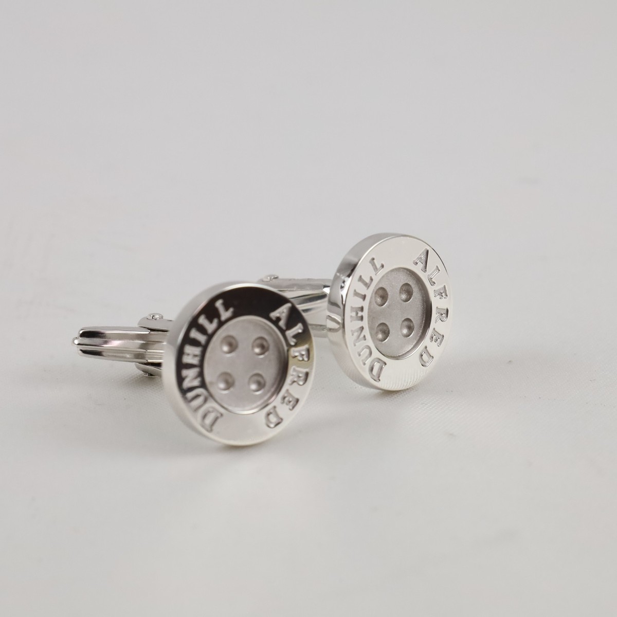 Alfred Dunhill Sterling Silver 925 Button Cufflinks Round Classic