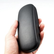 NEW Clam Shell Hard Eyeglasses PU Glasses Case Black w/Microfiber Cleaning Cloth