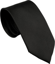 Extra Long Solid Tie for Men Big and Tall, Black XXL Tie 70 inch