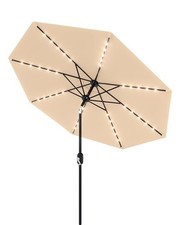10Ft Outdoor Patio Umbrella with Solar Lights-8 Sturdy Rib Market Table Umbrella