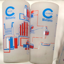 Monsanto Vintage 1970s Set of 4 16oz Decorated Graphic Advertising Tumblers