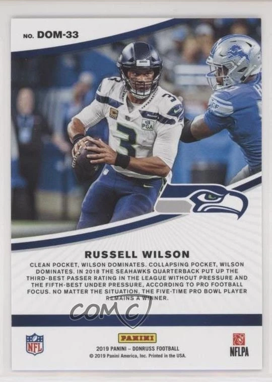 2019 Panini Donruss Dominators Russell Wilson #DOM-33 - Image 2 of 2
