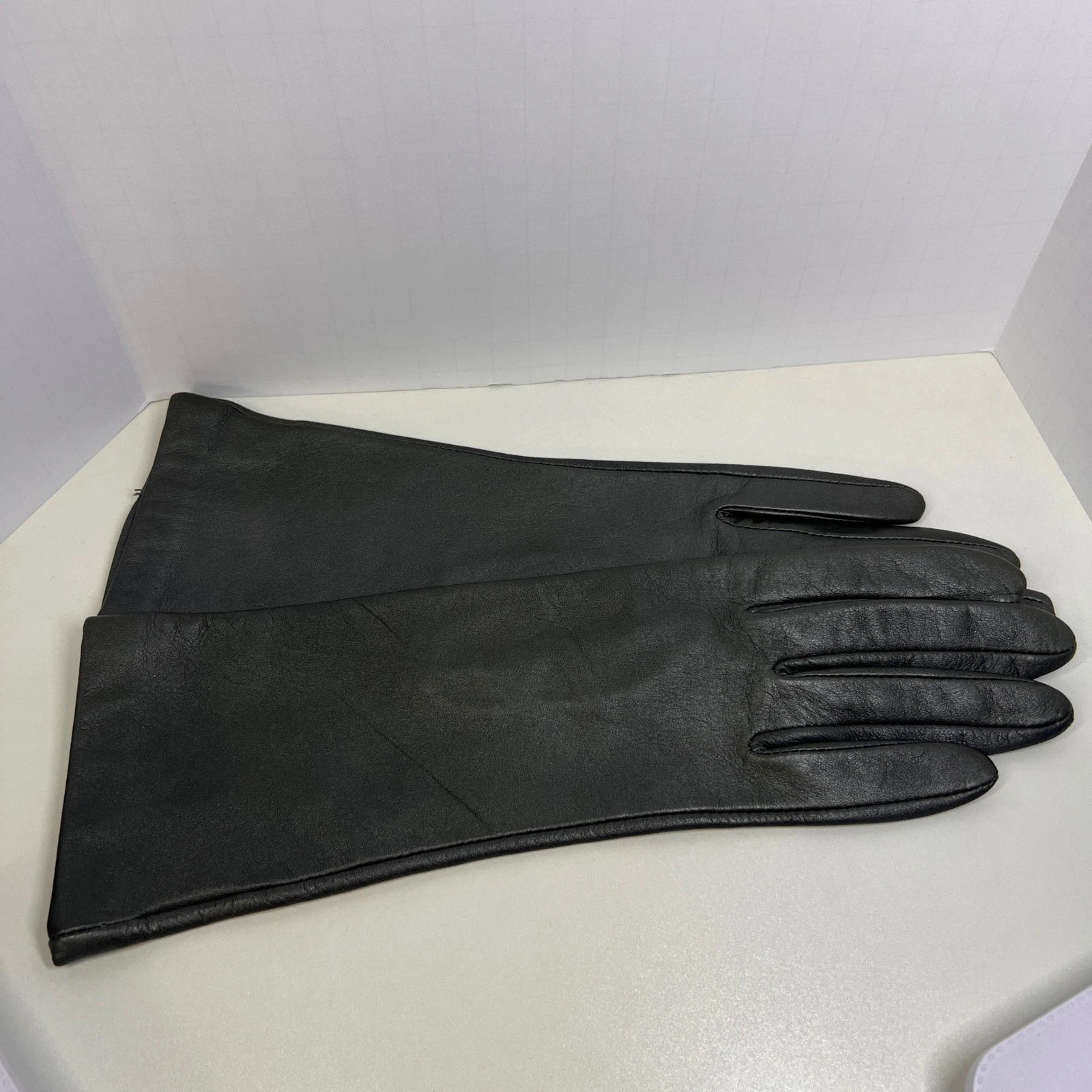 Preston & York Black Leather Gloves Womens Size 7 Lined Silk Dress Gloves