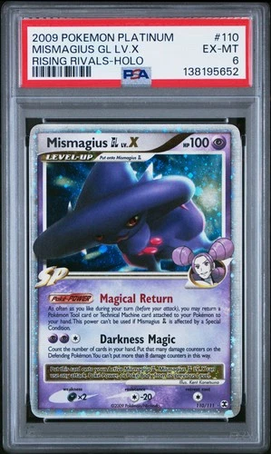 2009 POKEMON PLATINUM RISING RIVALS #110 MISMAGIUS GL LV.X-HOLO PSA 6