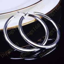 Classic 925 Sterling Silver Hypoallergenic 60mm/2.36" 5mm Tubular Hoop Earrings
