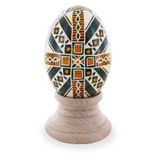 Rustic Green Blown Real Eggshell Ukrainian Easter Egg Pysanka