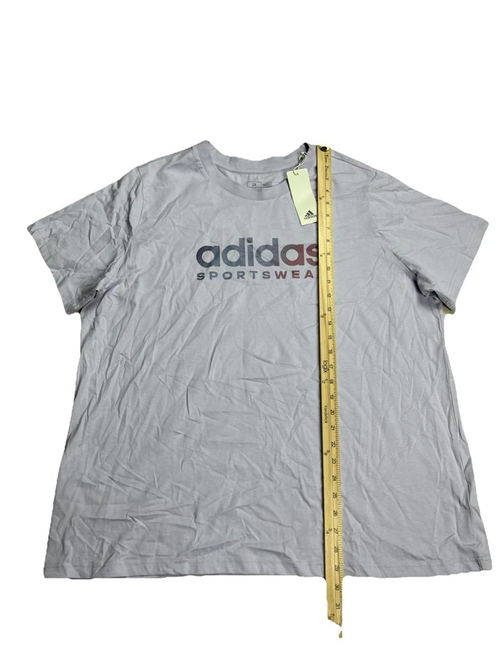 Camiseta de algodón Adidas Sportswear S/S para mujer talla grande 2X púrpura con logotipo grande nueva con etiquetas Foto 4 de 4