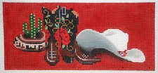 Cowboy Boots  Hat by Leigh Design handpainted Needlepoint Canvas BR Insert LEE