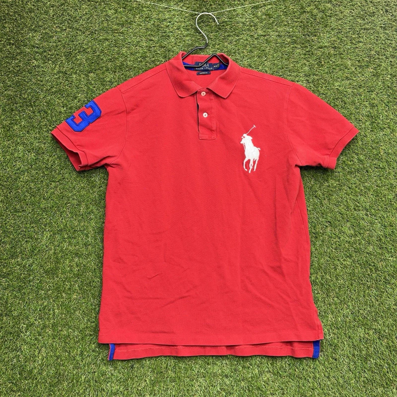 Polo Ralph Lauren Polo Shirt Mens Medium Big Pony #3 Red Short Sleeve Preppy