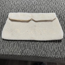 Vintage White Beaded Evening Clutch B7