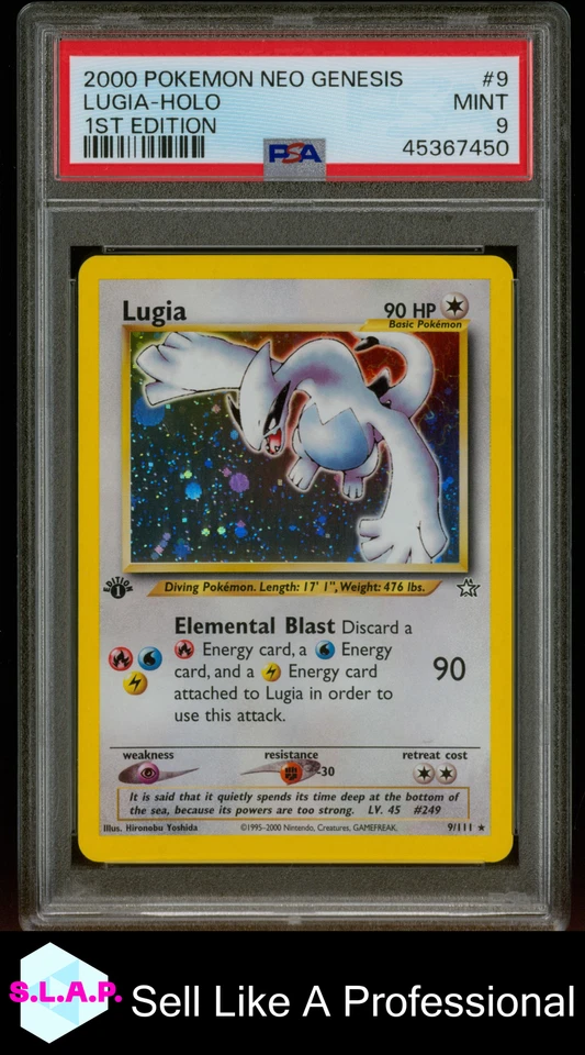 LUGIA-HOLO 1ST EDITION POKEMON NEO GENESIS 1ST EDITION 2000 9 PSA 9