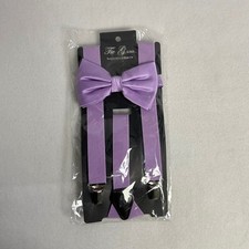 Formal Wedding Tie G U.Style Mens One Size Purple Bow Tie and Suspenders Set