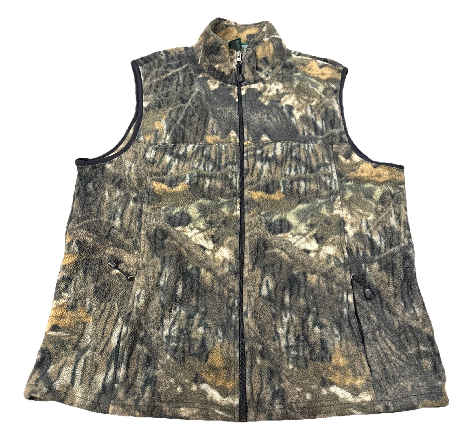 LL Bean Mens Large Tall 100% Polyester Soft Shell Camouflage Vest Full-Zip 90s