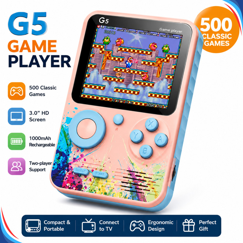 500 In 1 Retro Handheld Game Console 8 Bit Color LCD Portable Video Game Player