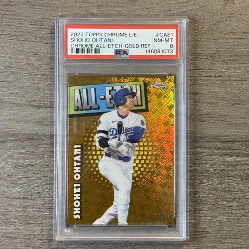 2025 Topps Chrome Shohei Ohtani All Etch Gold Logo Refractor /50 - PSA 8
