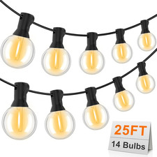 Outdoor String Lights, 25FT G40 LED Waterproof Patio Lights